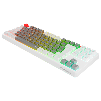 RGB Red Switch Mekanik Kablosuz Oyuncu Klavyesi-Gri/Beyaz