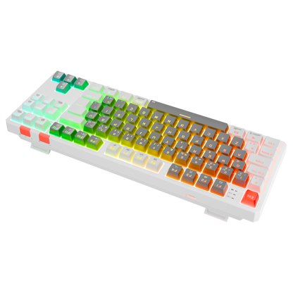 RGB Red Switch Mekanik Kablosuz Oyuncu Klavyesi-Gri/Beyaz