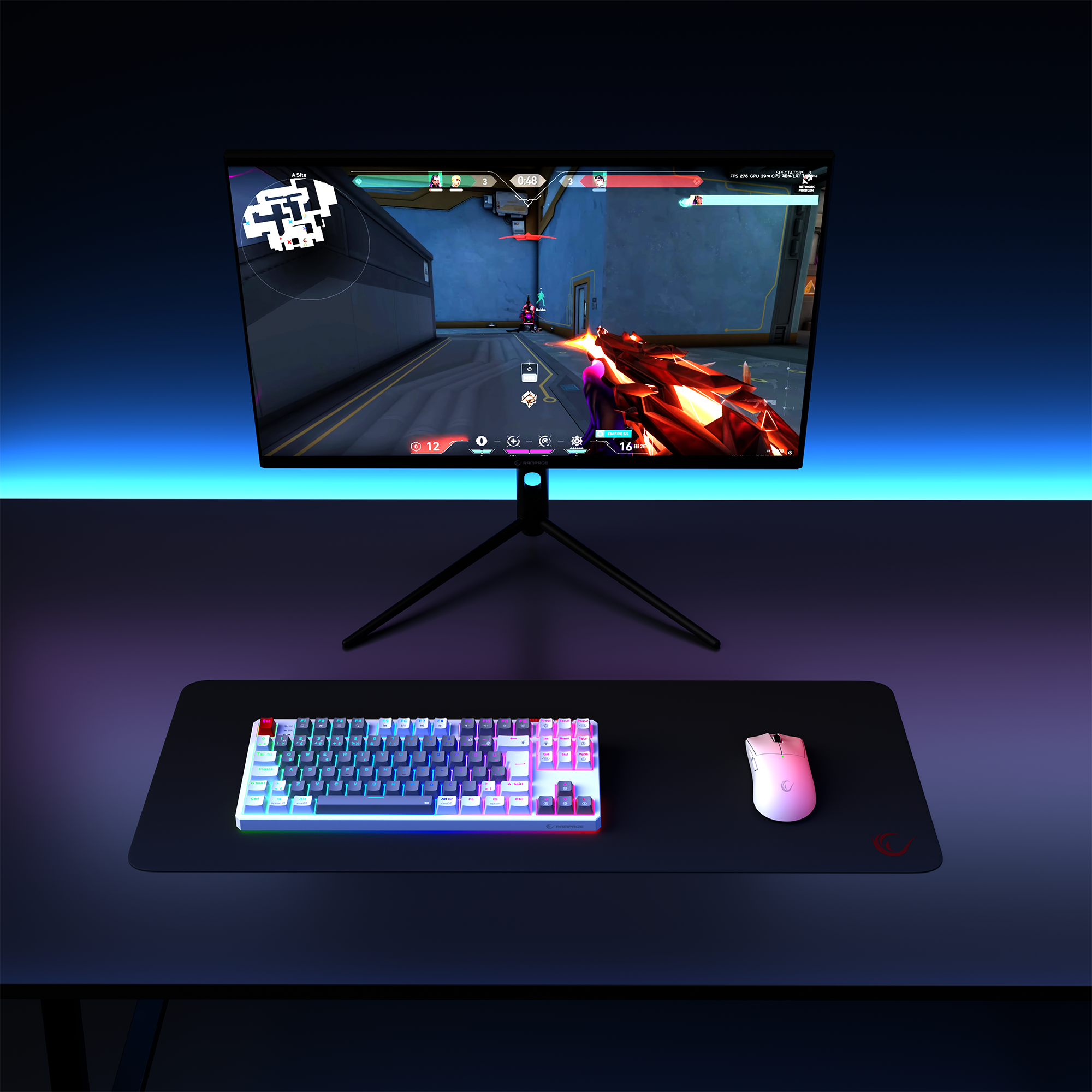 YORU TKL PRO - RGB Red Switch Mekanik Kablosuz Oyuncu Klavyesi-Gri/Beyaz