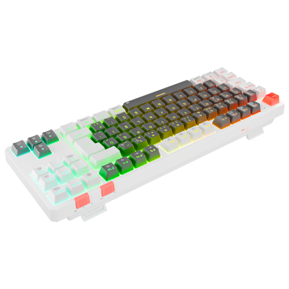 RGB Red Switch Mekanik Kablosuz Oyuncu Klavyesi-Gri/Beyaz