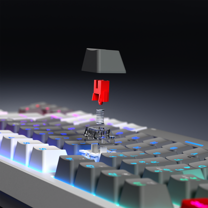 YORU TKL PRO - RGB Red Switch Mekanik Kablosuz Oyuncu Klavyesi-Gri/Beyaz