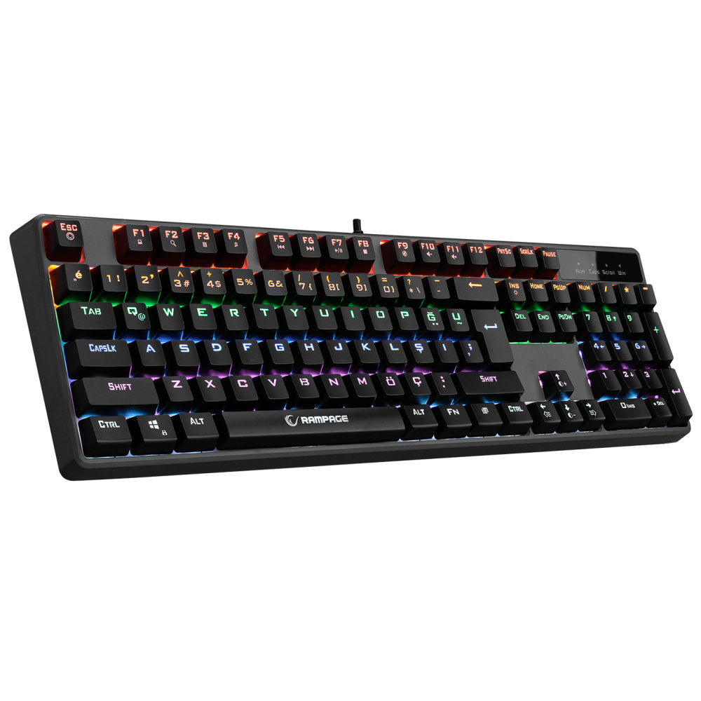 KB-R18 Myth Siyah USB Gökkuşağı Aydınlatmalı Q Mekanik Gaming Klavye - Rampage