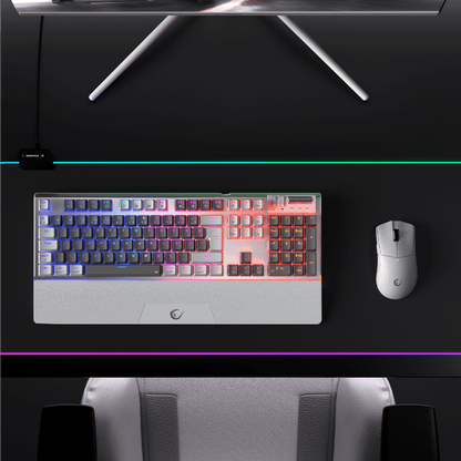 CARBON PRO - Red Switch Kablosuz Mekanik Oyuncu Klavyesi-Gri/Beyaz