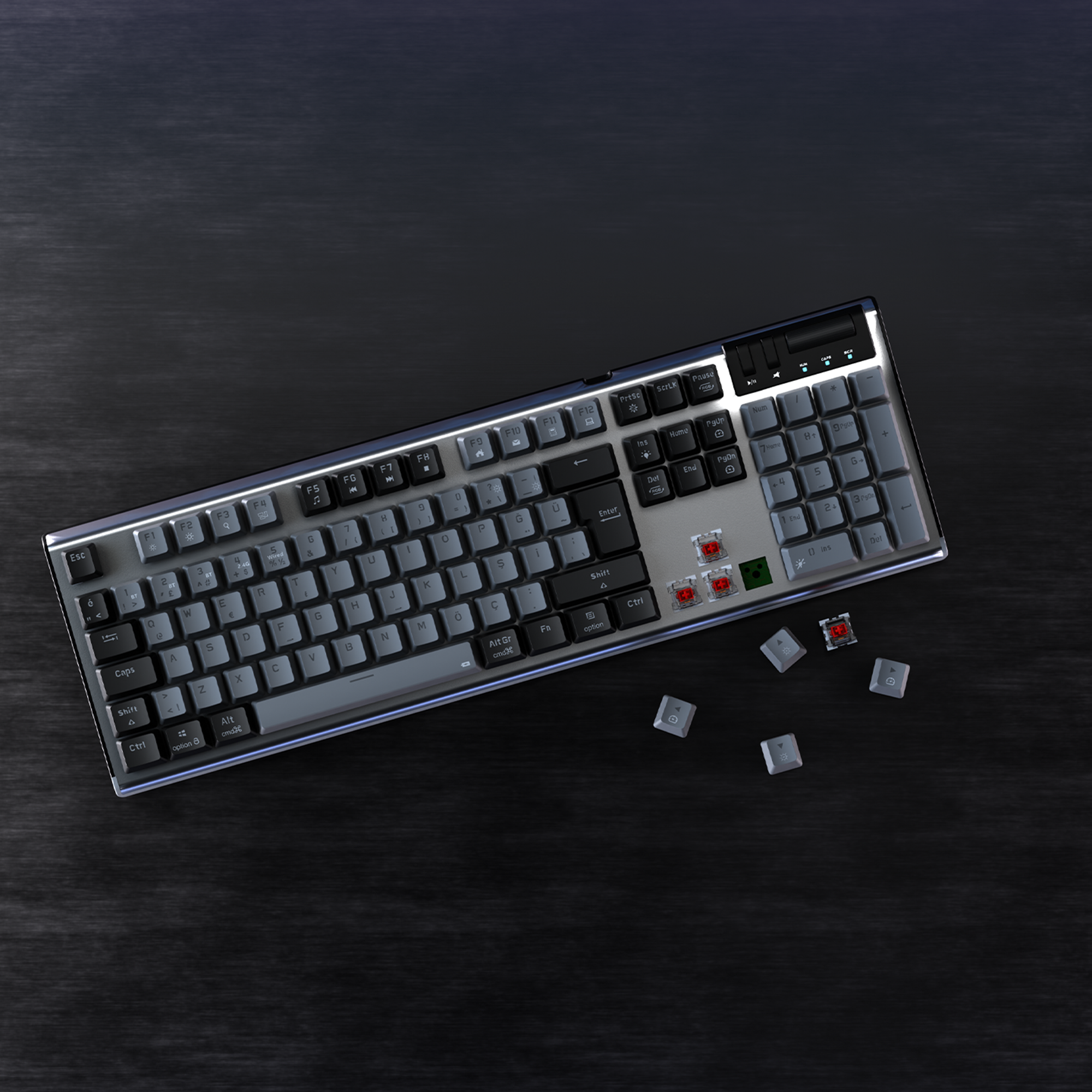 Carbon Pro Outemu Red Switch Wireless Mechanical Gaming Keyboard - Gray/Black