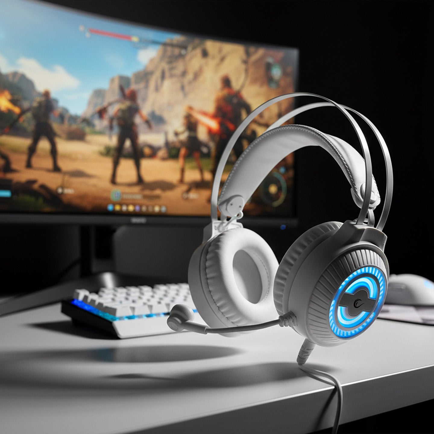 Rm-K30 Thunder Pro 7.1 Surround Mikrofonlu Oyuncu Kulaklığı-Beyaz