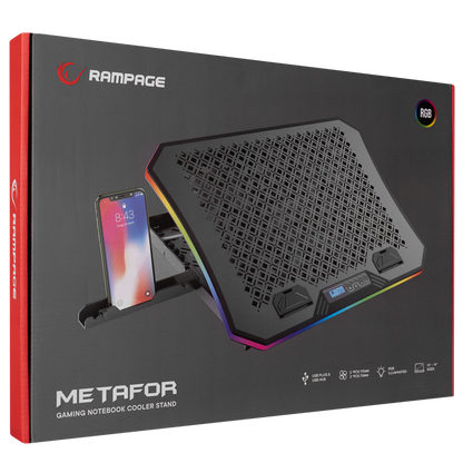 AD-RC34 METAFOR Siyah 6 Fanlı RGB Işıklı 10-19inç Notebook Soğutucu Stand - Rampage