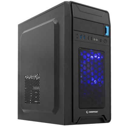 Castrum 350W Siyah 2*USB3.0+2*USB 12cm Mavi LED Fan Oyuncu Kasası - Rampage