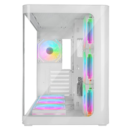 Loopy 7x12cm ARGB Fan Kumandalı Atx Mid-T Oyuncu Kasası-Beyaz