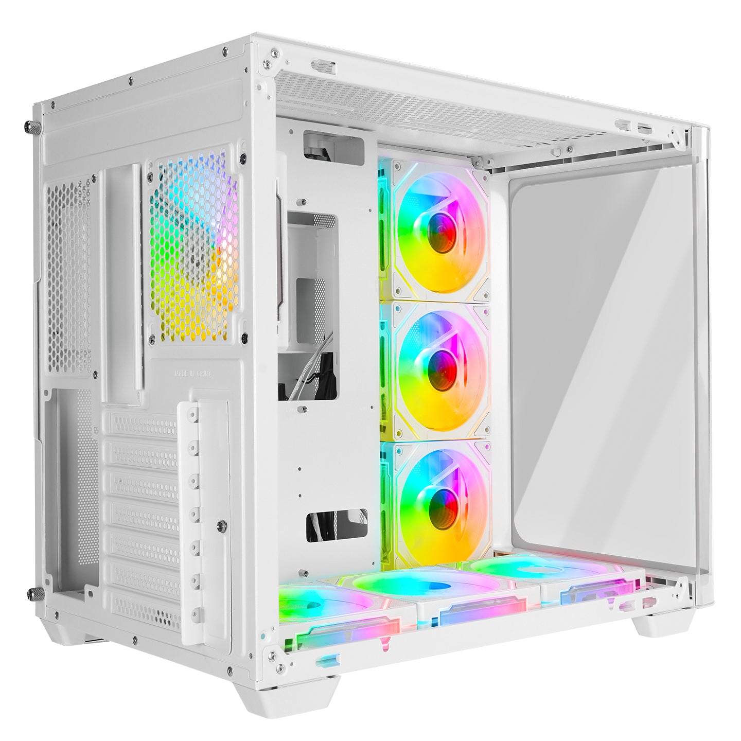 Loopy 7x12cm ARGB Fan Controlled ATX Mid-T Gaming Case-White