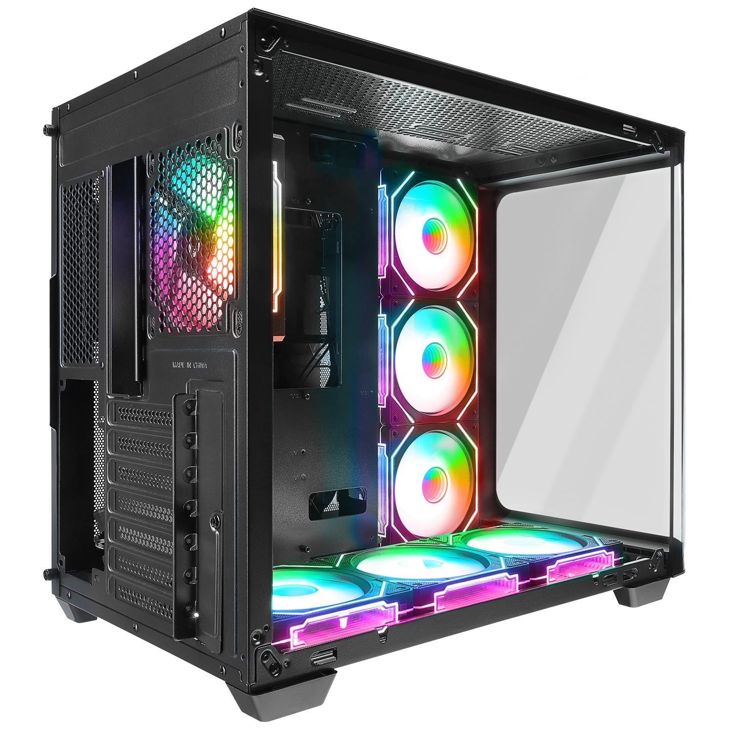 Loopy 7x12cm ARGB Fan Controlled ATX Mid-T Gaming Case-Black