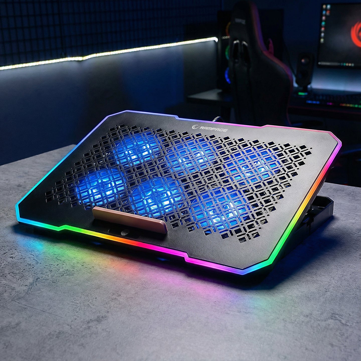 S48 Freez RGB Telefon Tutuculu 15.6 inç Notebook Soğutucu Stand-Siyah