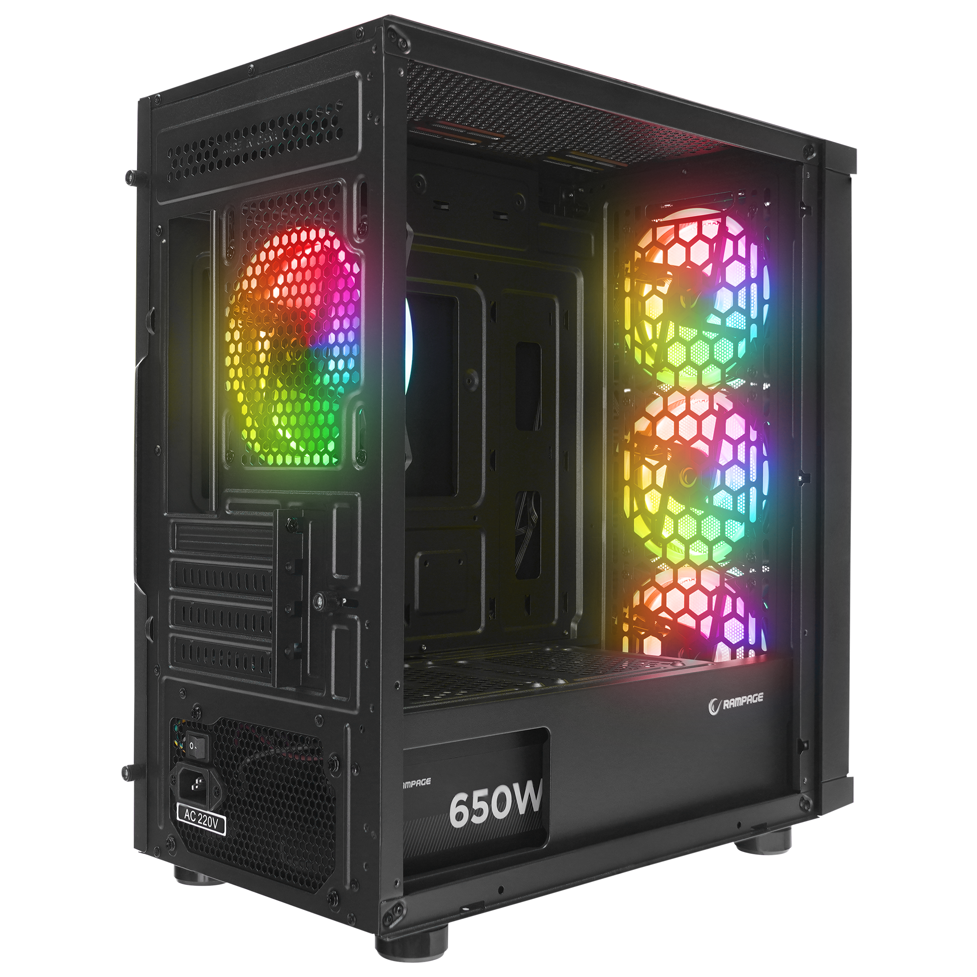 Vega V2 650W 80 Plus Bronze M-ATX Tempered 4x12cm RGB Fan Gaming Case