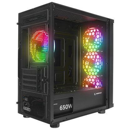 Vega V2 650W 80 Plus Bronze M-ATX Tempered 4x12cm RGB Fan Gaming Case