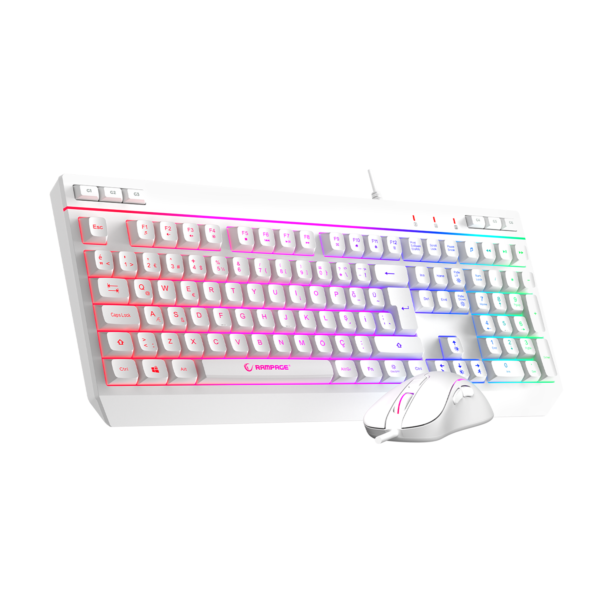 RGB Multimedia Oyuncu Klavye ve 12800 Dpi Mouse Set