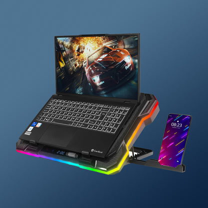 S49 Cyclone 14-19 inch Screen Notebook Cooler Stand with Phone Holder - Black