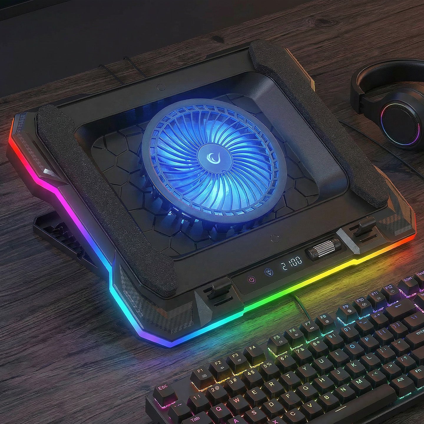 14-19 inç Ekranlı Telefon Tutuculu Notebook Soğutucu Stand-Siyah
