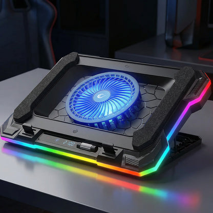 S49 Cyclone 14-19 inch Screen Notebook Cooler Stand with Phone Holder - Black