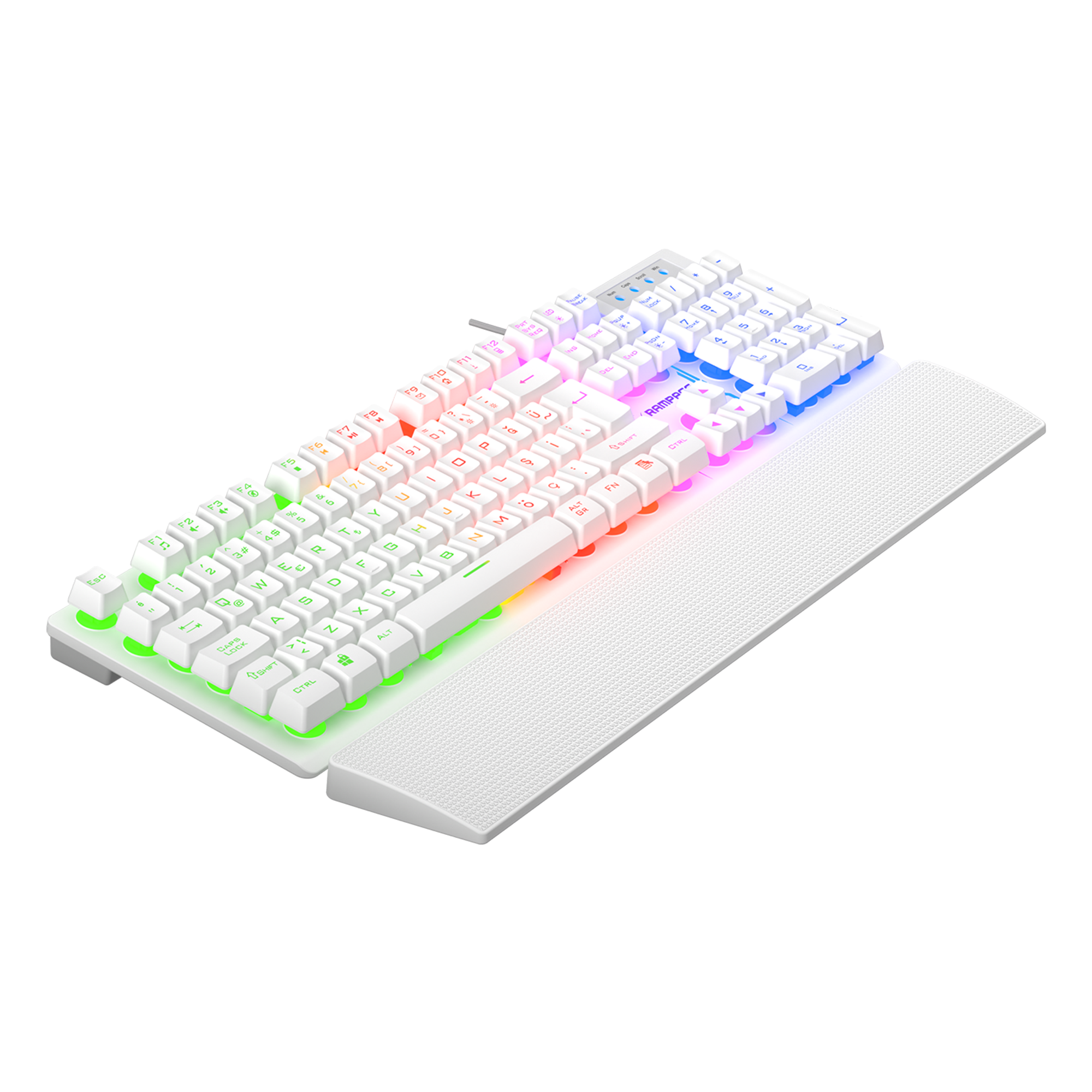 Kb-Rx77 Runner Rainbow Bilek Destekli Oyuncu Klavyesi-Beyaz