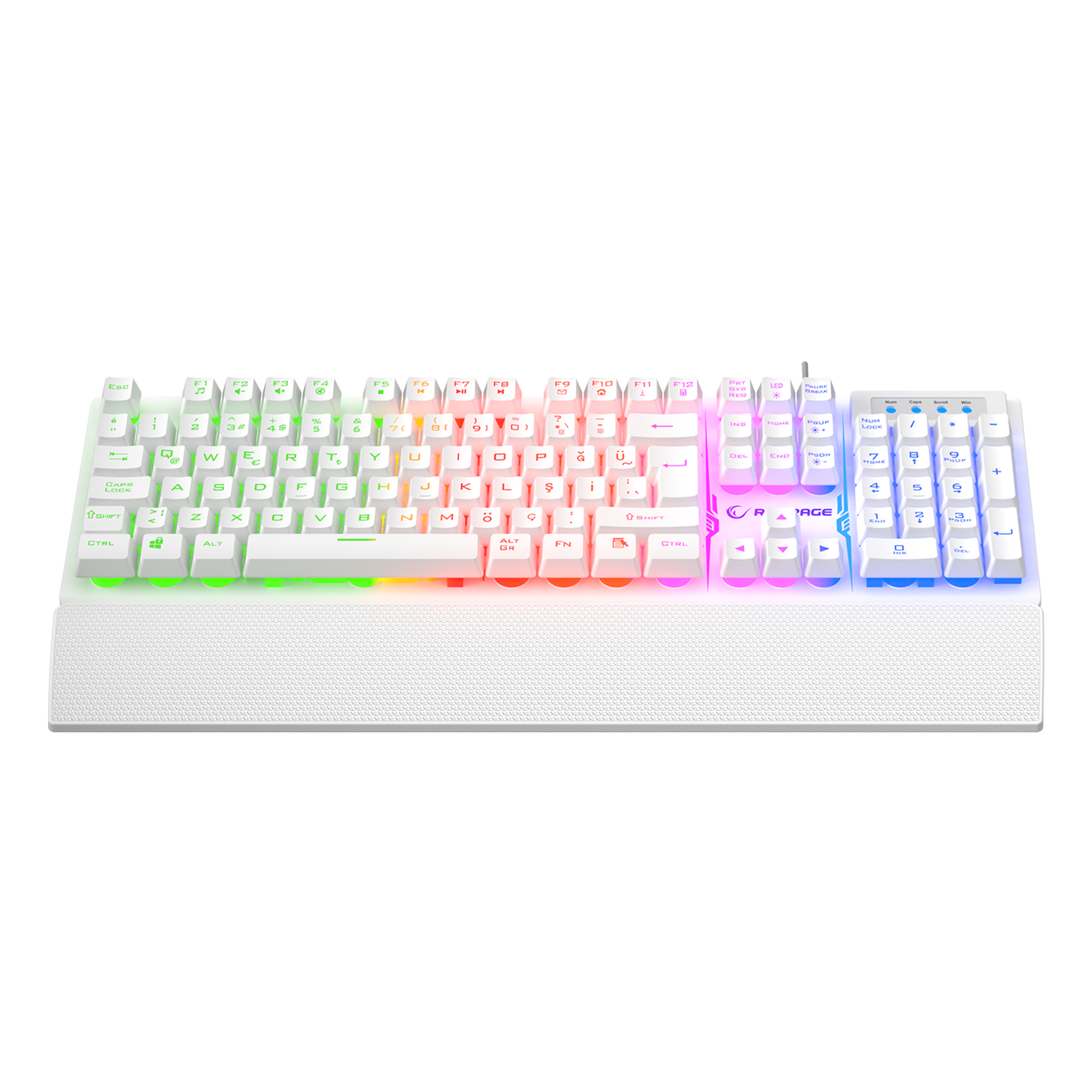 Kb-Rx77 Runner Rainbow Bilek Destekli Oyuncu Klavyesi-Beyaz