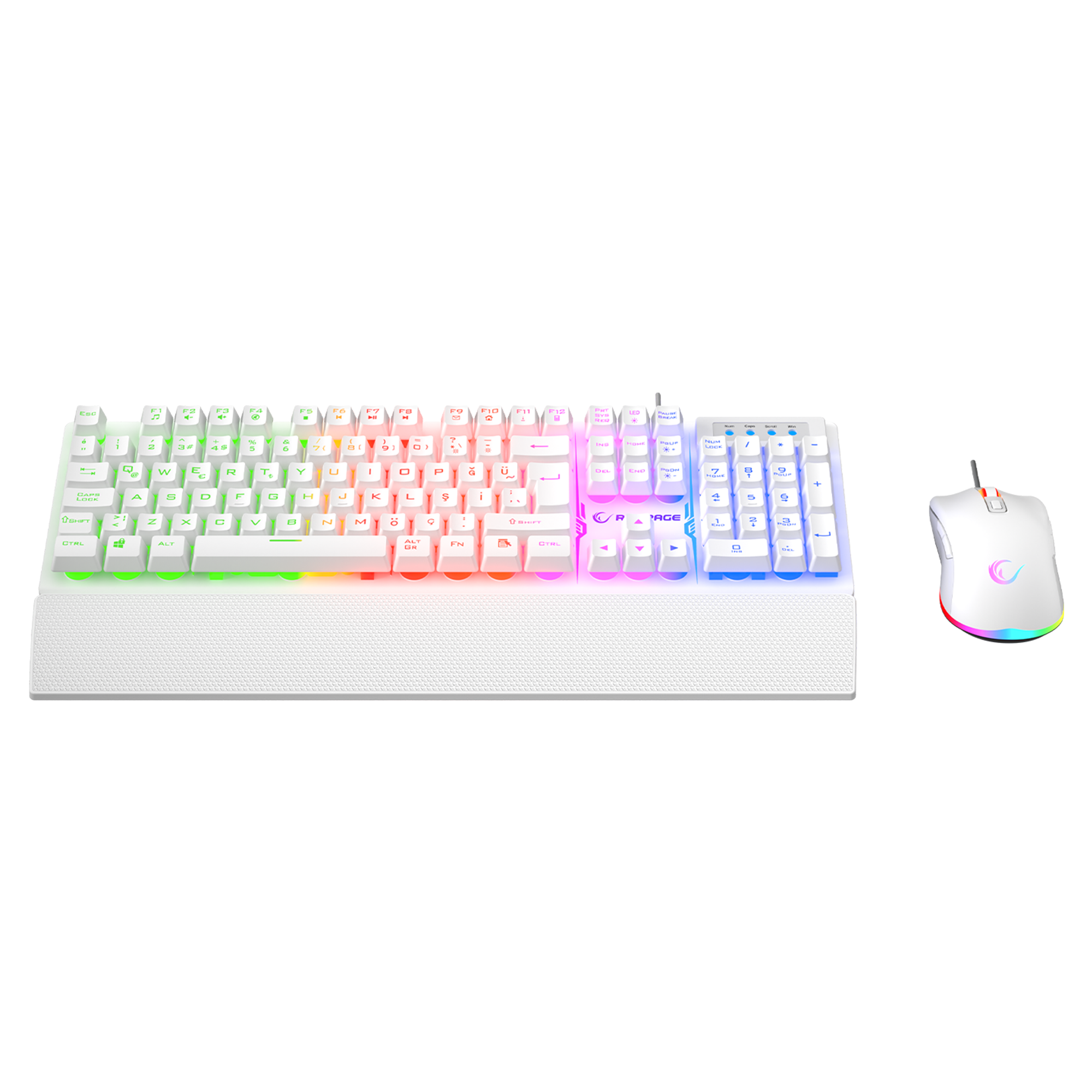 Km-Rx7 Fortuna V2 Combo Oyuncu Klavye + 12800 dpi Mouse-Beyaz