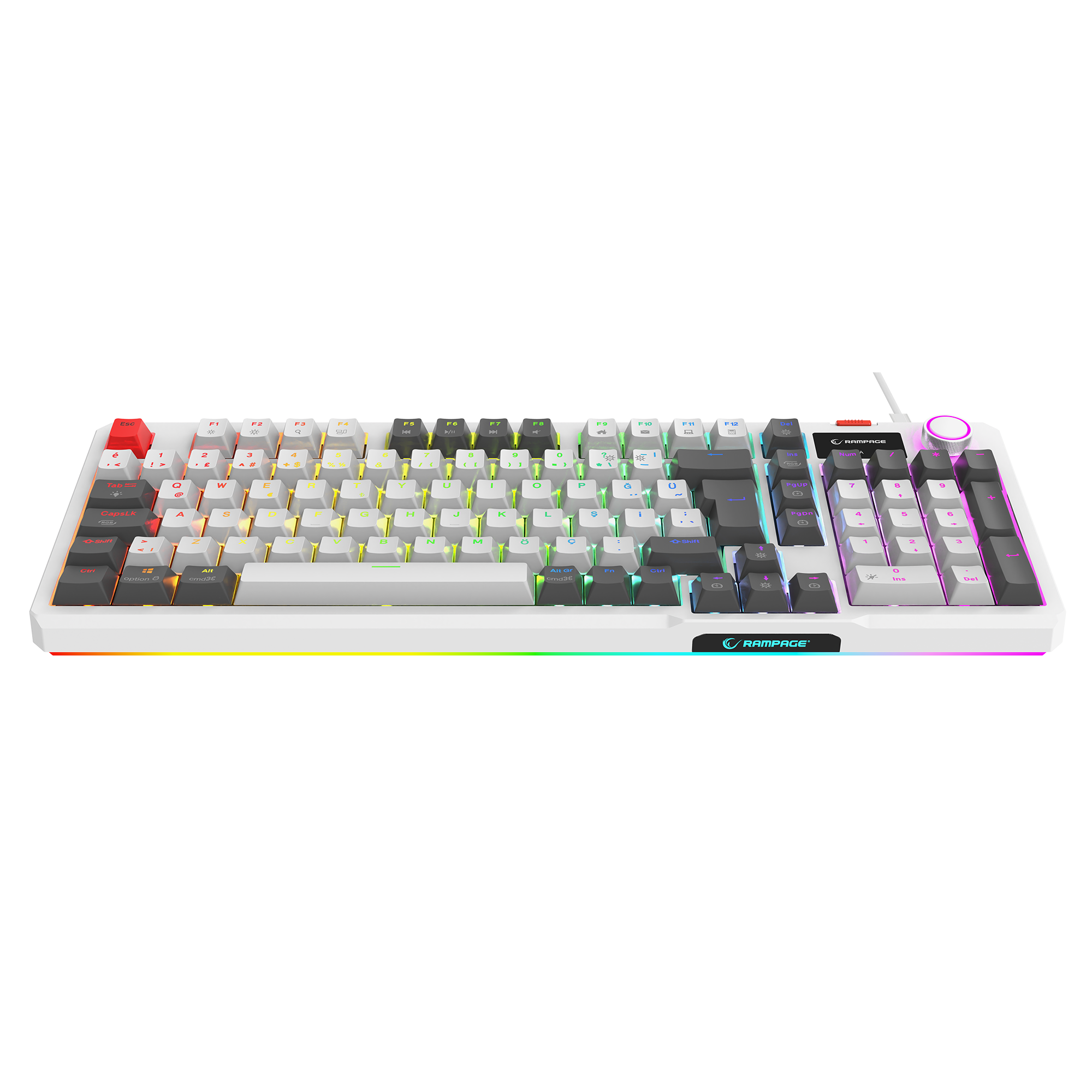 Loyal  Hot Swap RGB Red Switch Mekanik Oyuncu Klavyesi-Beyaz/Gri