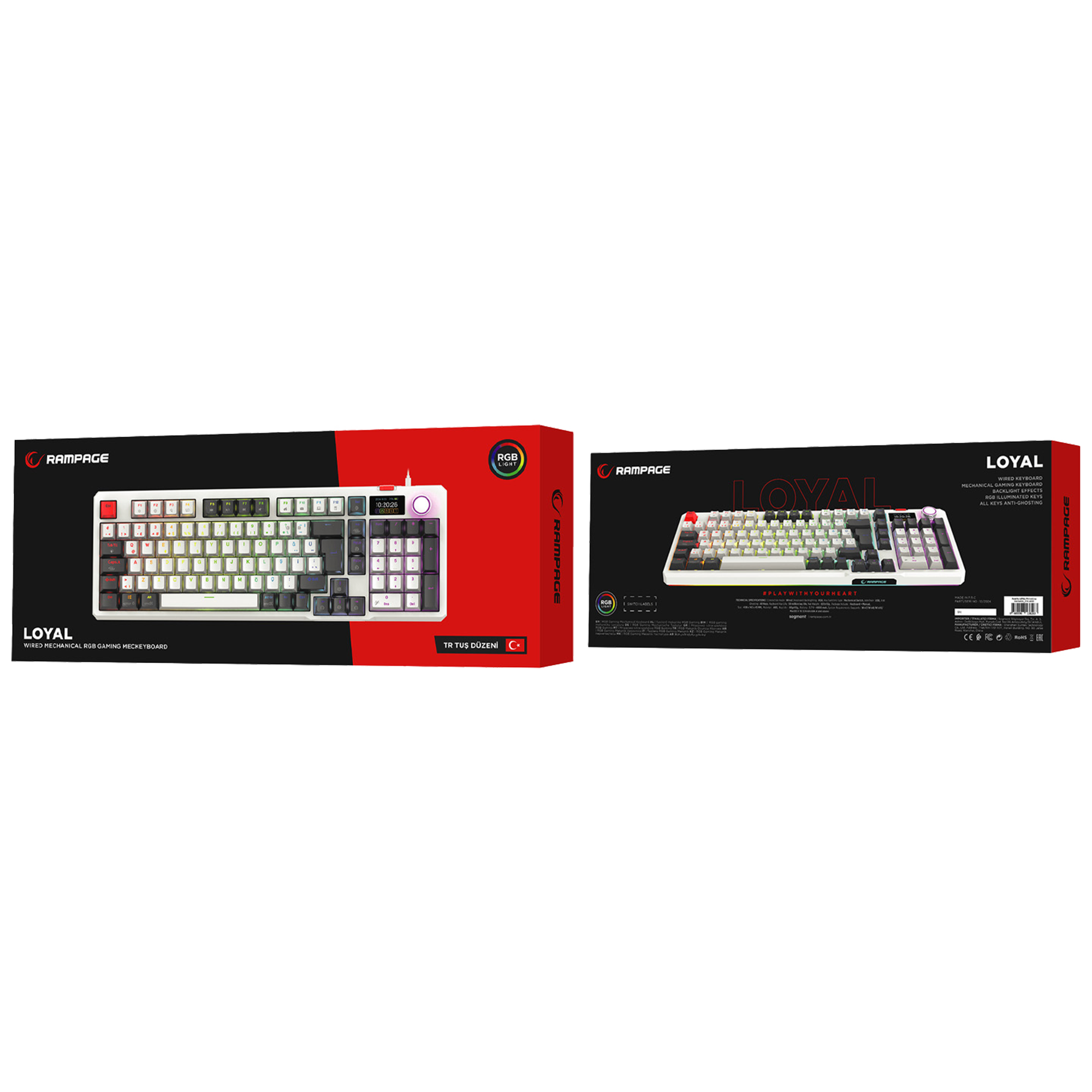 Loyal  Hot Swap RGB Red Switch Mekanik Oyuncu Klavyesi-Beyaz/Gri