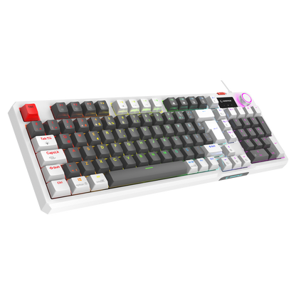 Loyal LCD Display Hot Swap RGB Red Switch Mechanical Gaming Keyboard-Gray/White