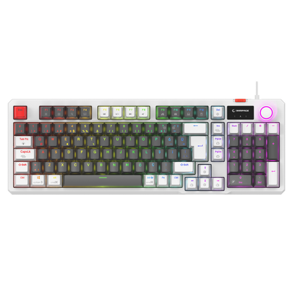 Loyal LCD Display Hot Swap RGB Red Switch Mechanical Gaming Keyboard-Gray/White