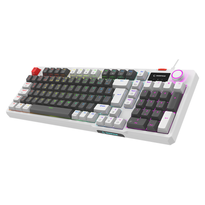 Loyal LCD Display Hot Swap RGB Red Switch Mechanical Gaming Keyboard-Gray/White