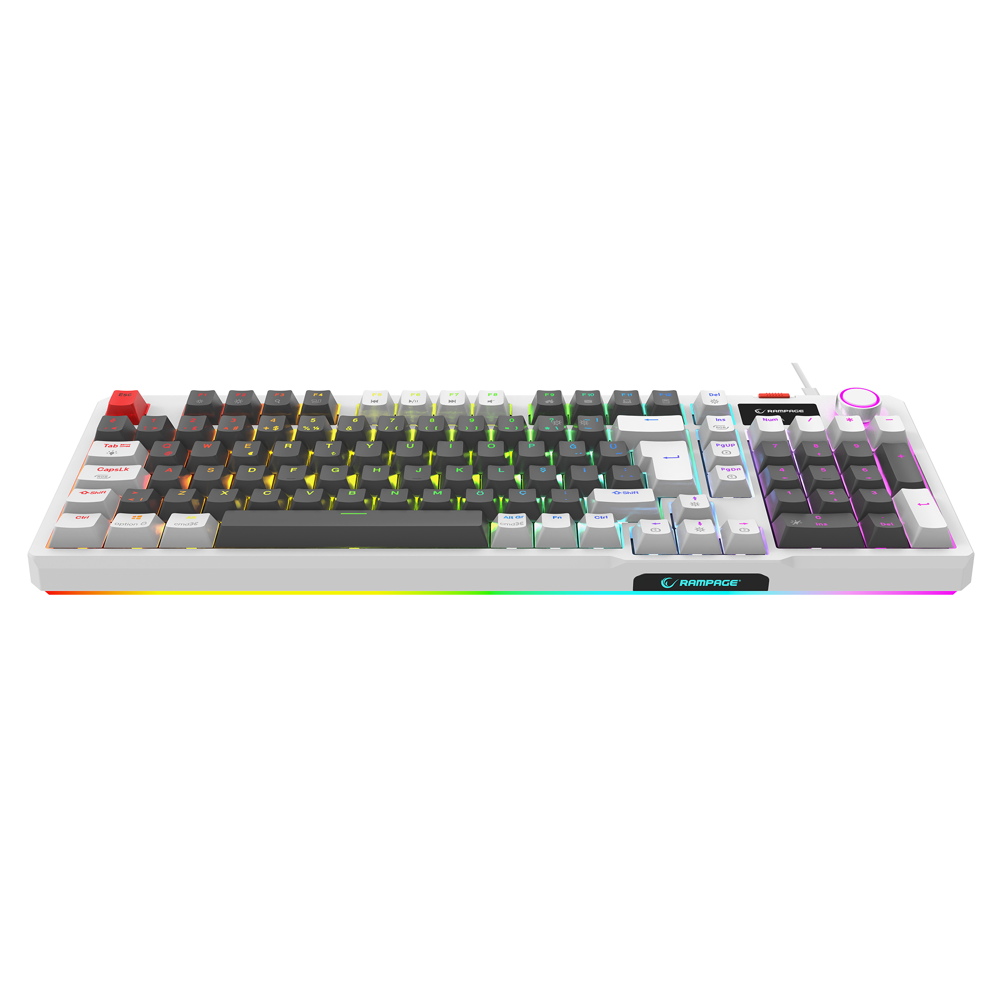 Loyal LCD Display Hot Swap RGB Red Switch Mechanical Gaming Keyboard-Gray/White