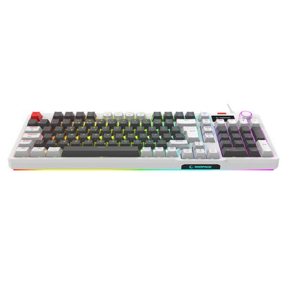Loyal LCD Display Hot Swap RGB Red Switch Mechanical Gaming Keyboard-Gray/White