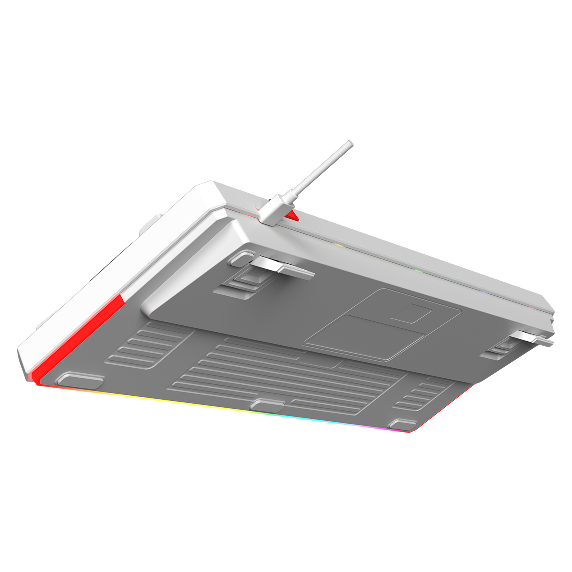 Loyal LCD Display Hot Swap RGB Red Switch Mechanical Gaming Keyboard-Gray/White