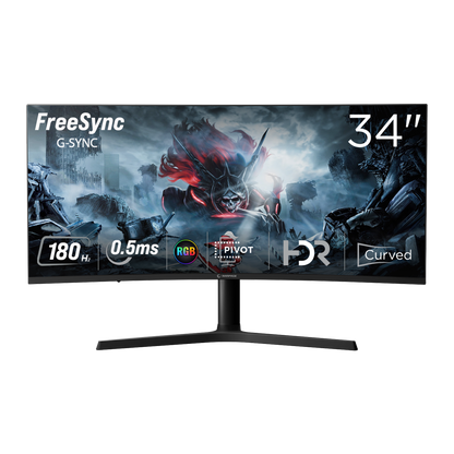 Cyclops CY34R180 34'' 180Hz Fast VA HDR Freesync Pivot PC Curved Gaming Monitor