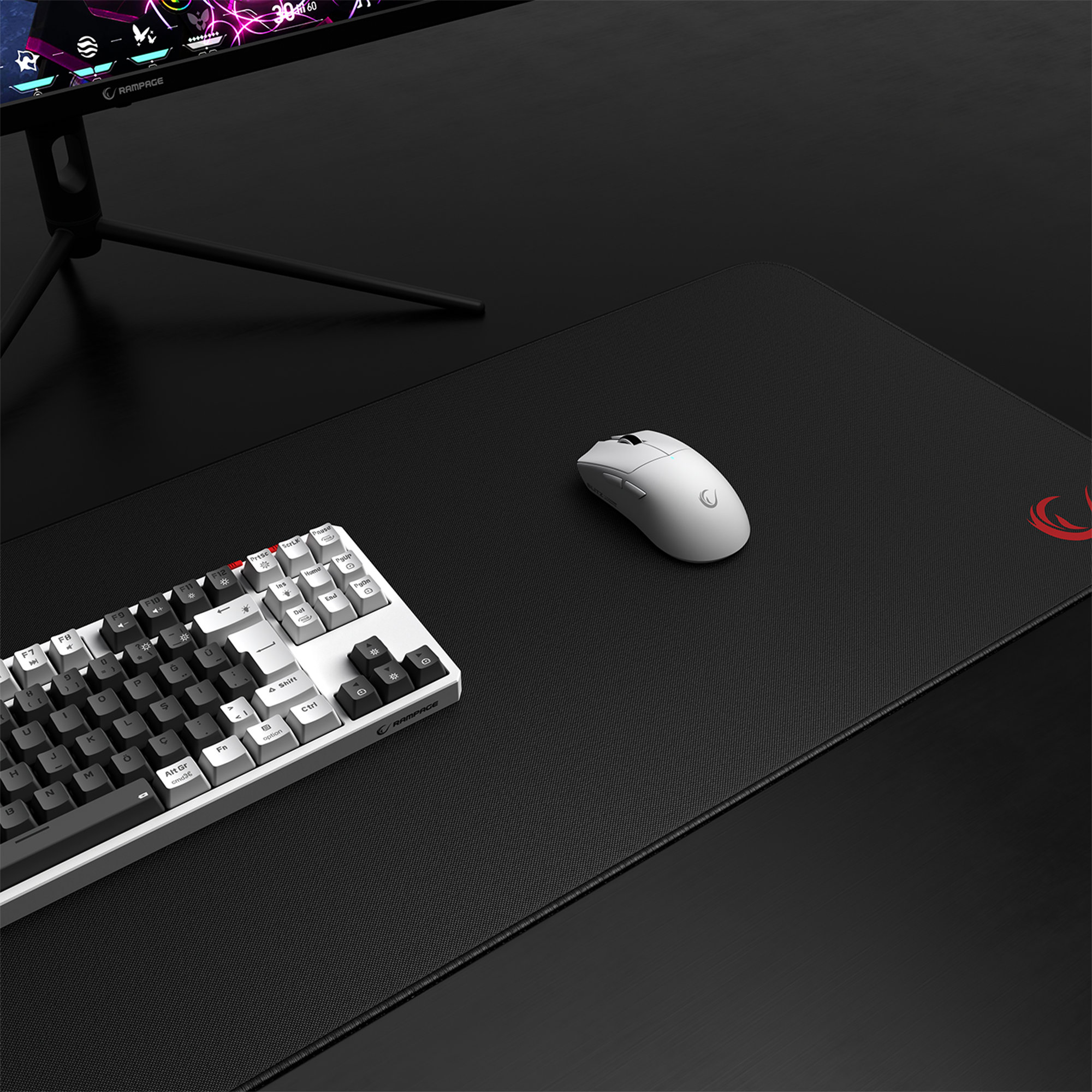 90x40 cm Dikişli Kumaş Oyuncu Mouse Pad-Siyah – Rampage