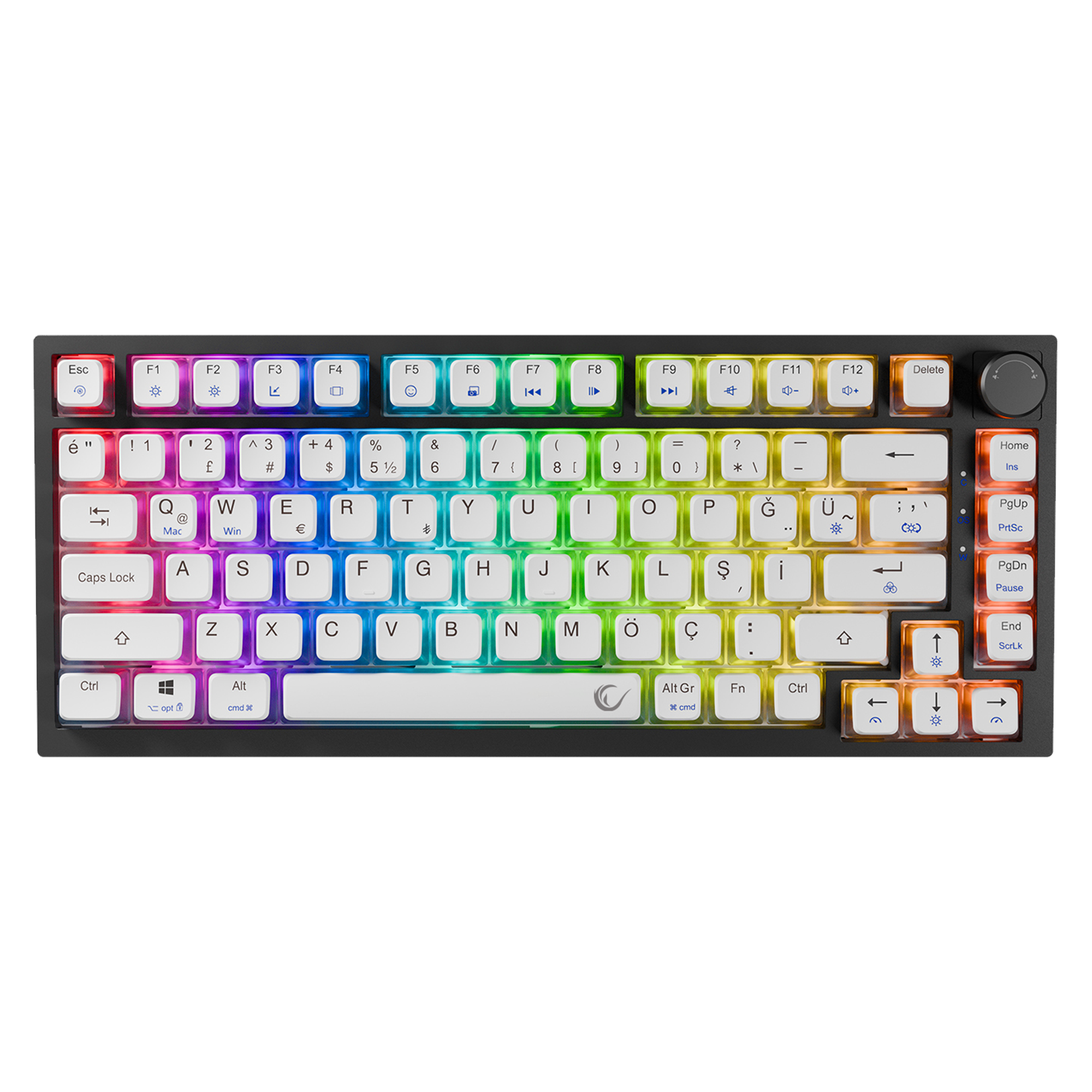 8000 Hz Gateron Manyetik Anahtarlı RGB Gasket Oyuncu Klavyesi - Siyah