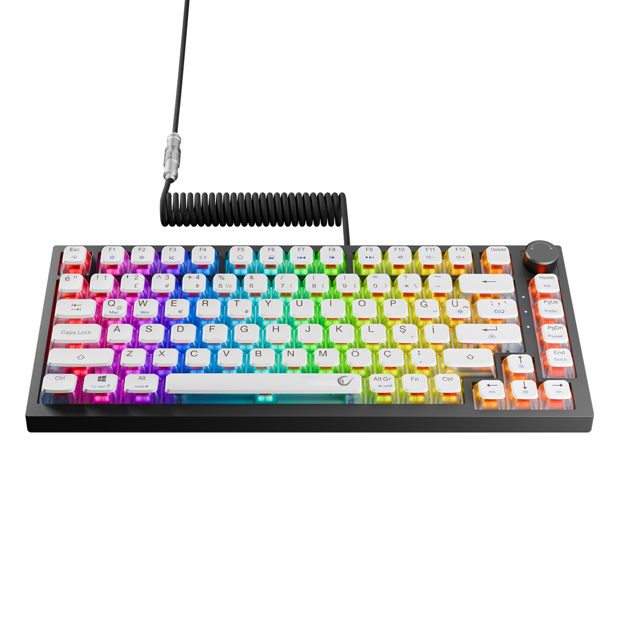 8000 Hz Gateron Manyetik Anahtarlı RGB Gasket Oyuncu Klavyesi - Siyah