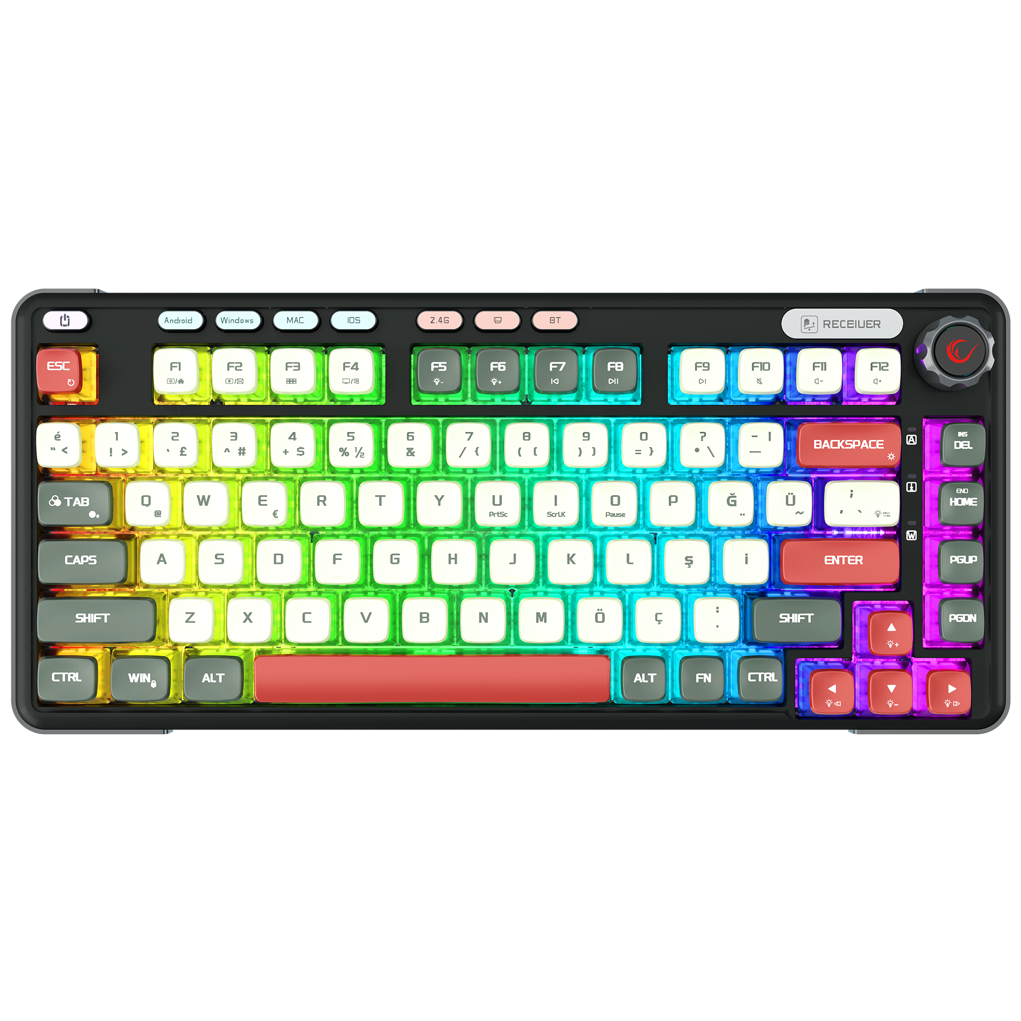 Eira Transparan Hot Swap RGB Gasket Oil Switch Türkçe Pudding PBT Keycaps Kablosuz Mekanik Oyuncu  Klavyesi