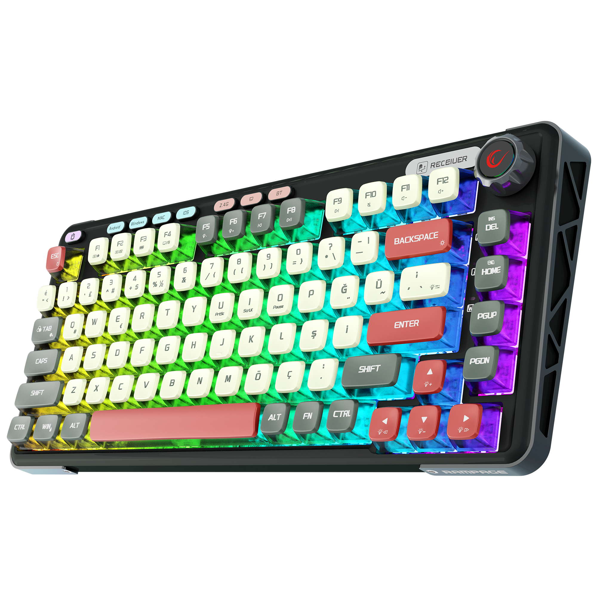 Eira Transparan Hot Swap RGB Gasket Oil Switch Türkçe Pudding PBT Keycaps Kablosuz Mekanik Oyuncu  Klavyesi