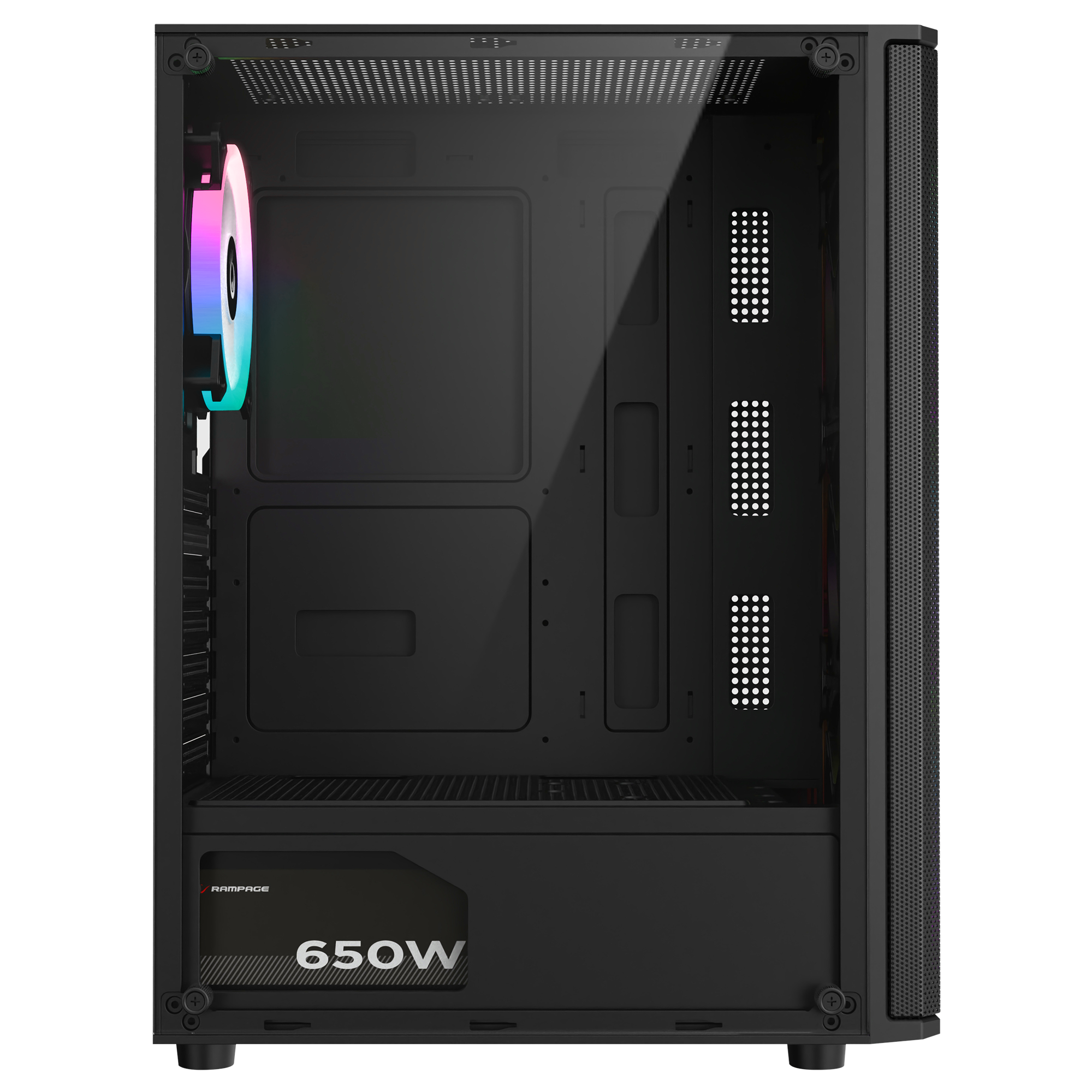 Mesh 650W 80 Plus Bronze Siyah 4*12cm Rainbow ATX Mid-T Gaming Oyuncu Kasası
