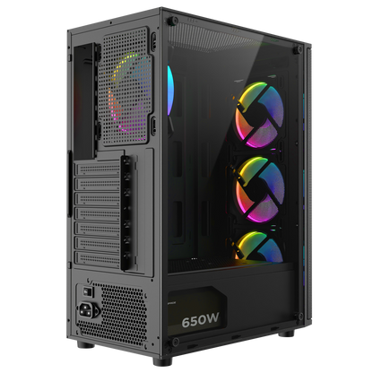 Mesh 650W 80 Plus Bronze Siyah 4*12cm Rainbow ATX Mid-T Gaming Oyuncu Kasası