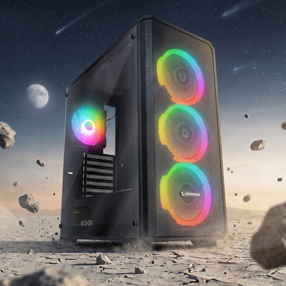 Mesh 650W 80 Plus Bronze Siyah 4*12cm Rainbow ATX Mid-T Gaming Oyuncu Kasası