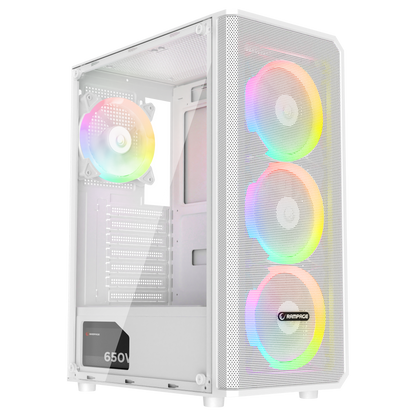 HELIOS Mesh 650W 80 Plus Bronze Beyaz 4*12cm Rainbow ATX Mid-T Gaming Oyuncu Kasası