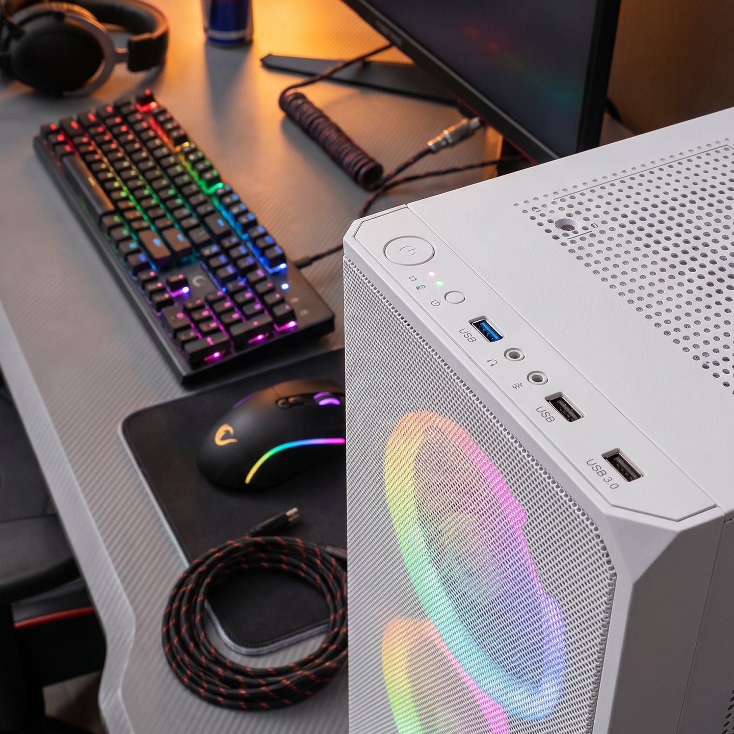Mesh 650W 80 Plus Bronze Beyaz 4*12cm Rainbow ATX Mid-T Gaming Oyuncu Kasası