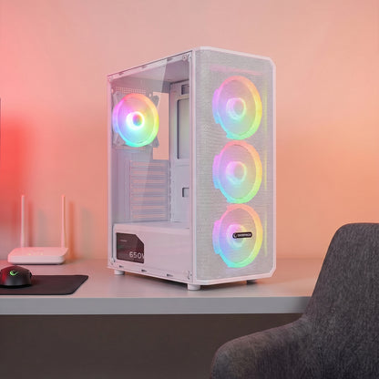 Mesh 650W 80 Plus Bronze Beyaz 4*12cm Rainbow ATX Mid-T Gaming Oyuncu Kasası