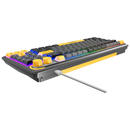 US Layout English Compact Membrane Oyuncu Klavyesi-Gri/Siyah/Sarı