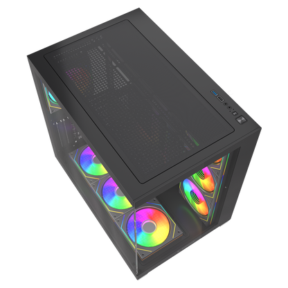 750W 80 Plus Bronze Temperli Camlı  7x12cm ARGB Fan ATX Mid-T Oyuncu Kasası