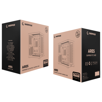 750W 80 Plus Bronze Temperli Camlı  7x12cm ARGB Fan ATX Mid-T Oyuncu Kasası