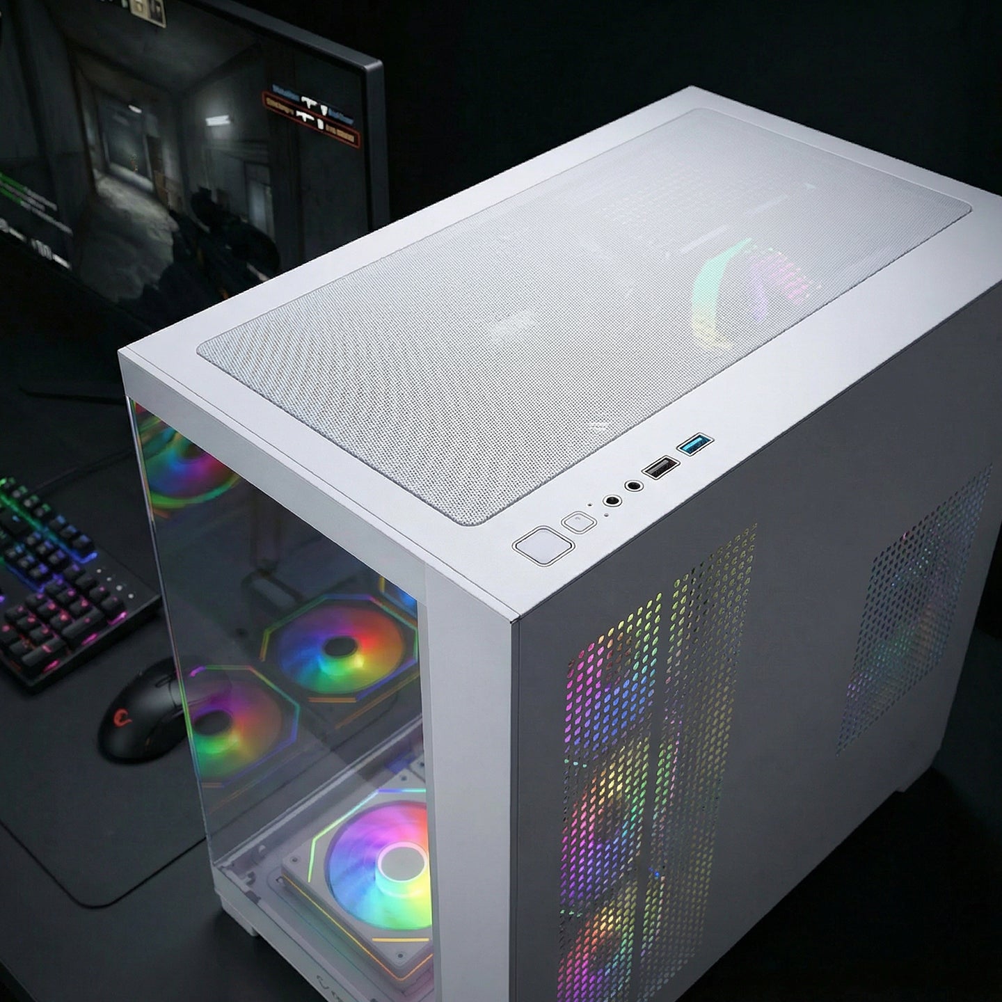 750W 80 Plus Bronze Temperli Camlı  7x12cm ARGB Fan ATX Mid-T Oyuncu Kasası