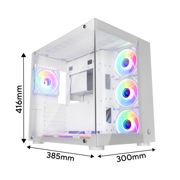 ICEWAVE - Beyaz Temperli Camlı 7*12cm ARGB Fan+Kontrolcü