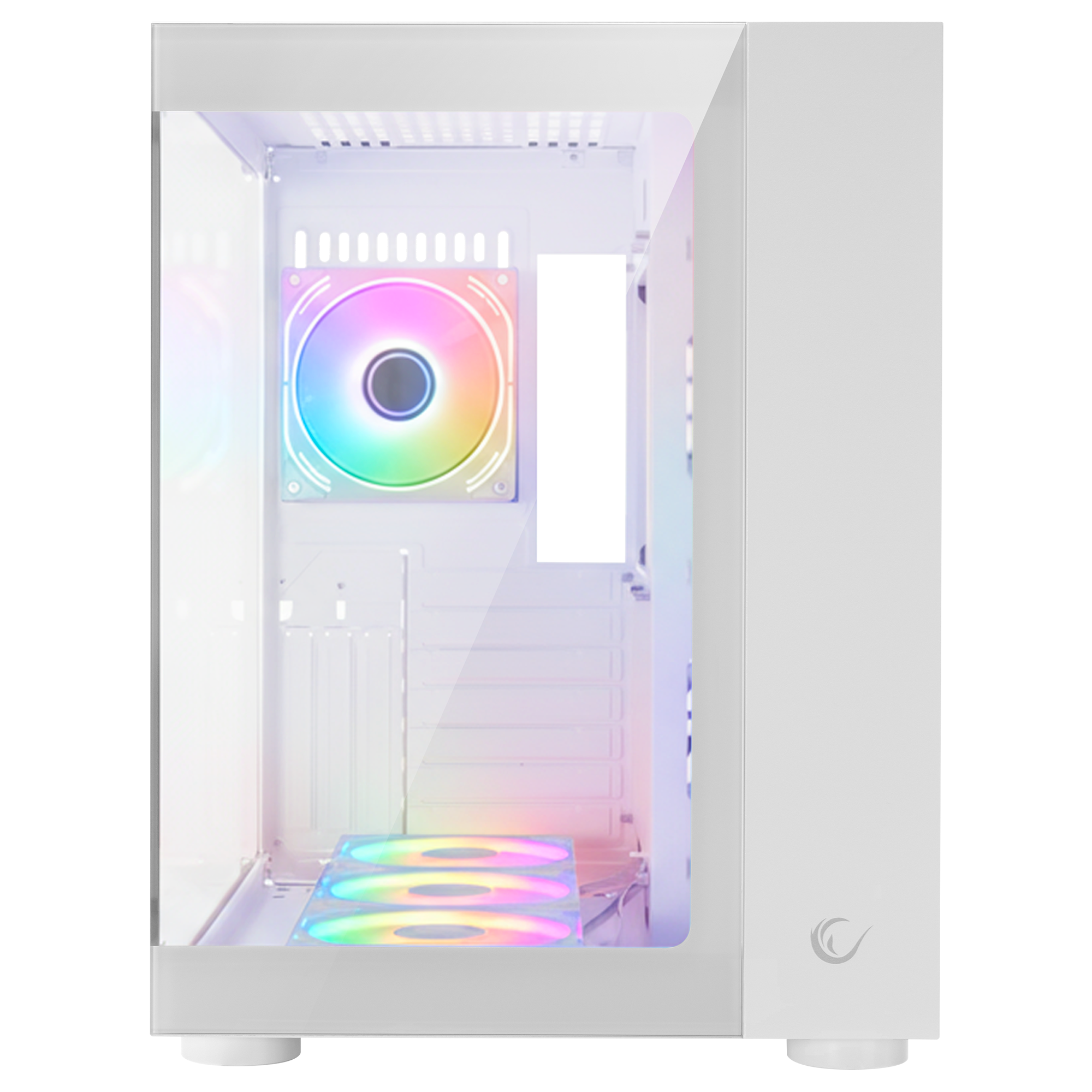 Beyaz Temperli Camlı 7*12cm ARGB Fan+Kontrolcü Transparan ATX Oyuncu Kasası
